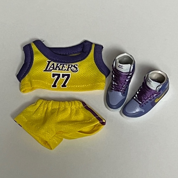La Lakers 77 Jersey Sneakers 3 Piece Outfit For Labubu Sneaker Shoes Purple - Picture 1 of 8